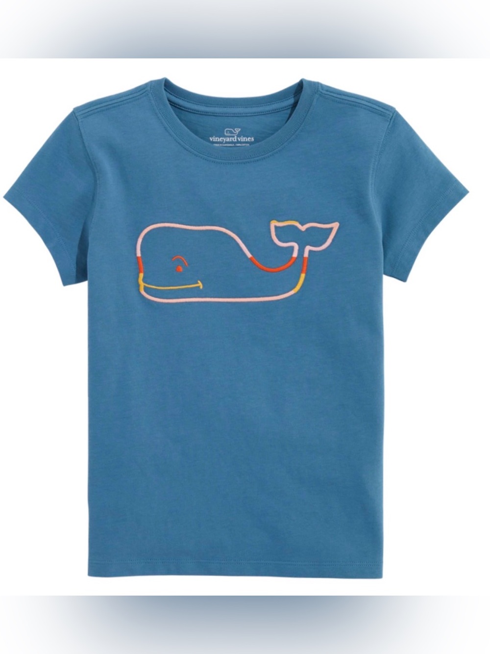 Vineyard Vines embroidered Blue Whale Outline Short Sleeve girls tee size small